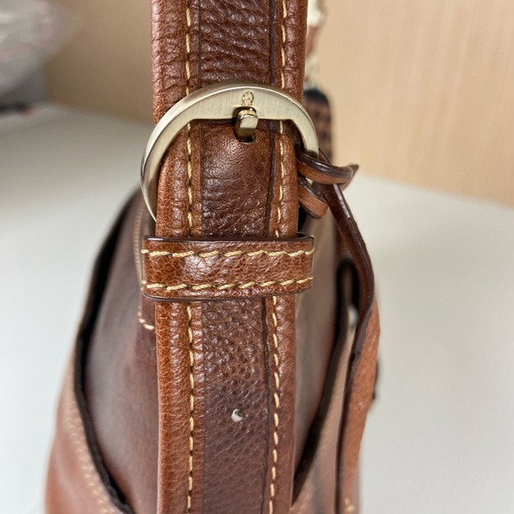 Etienne Aigner Horseshoe Leather Shoulder Bag Cognac Brown Equestrian - Picture 13 of 16